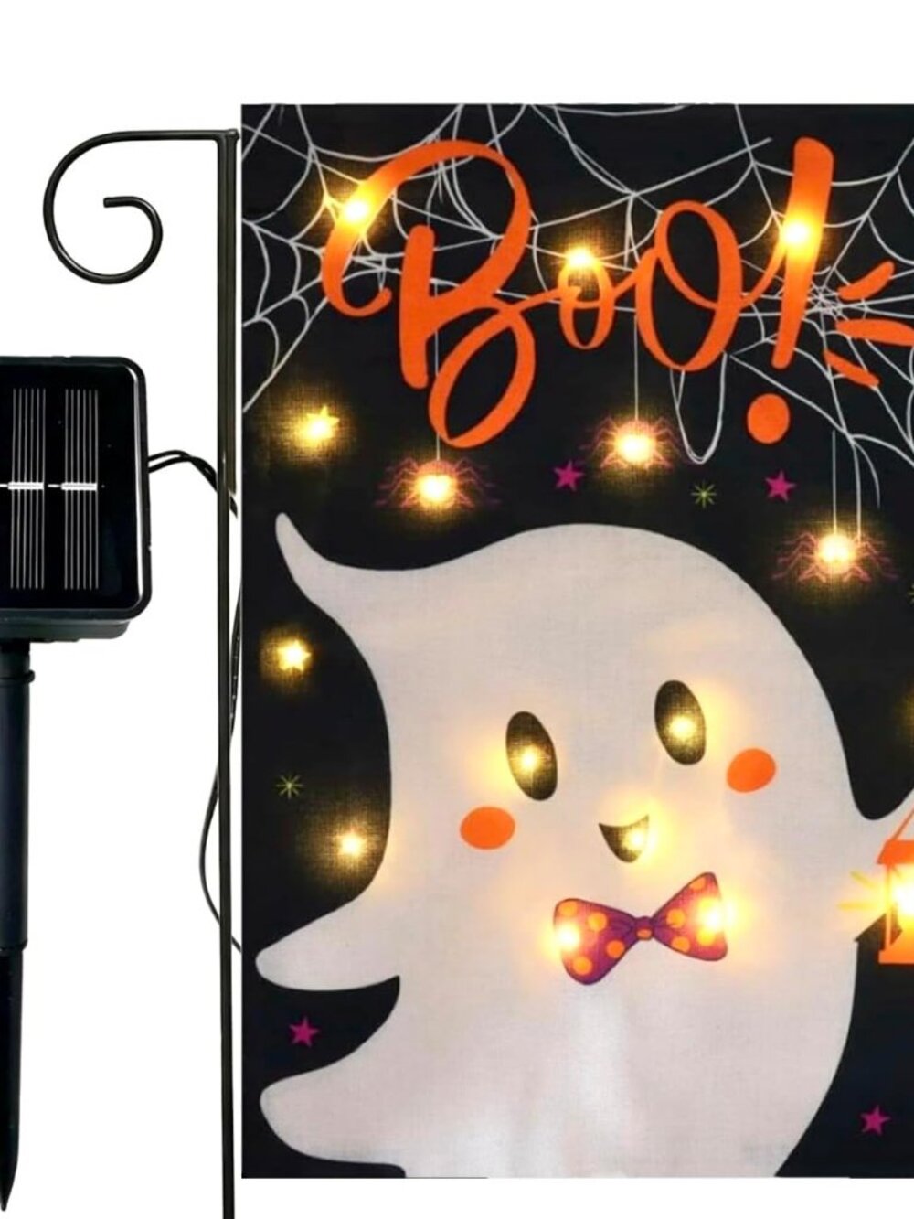Halloween Lighted Garden Flag for Outside, 12x18 Inch Double-Sided Solar Powered